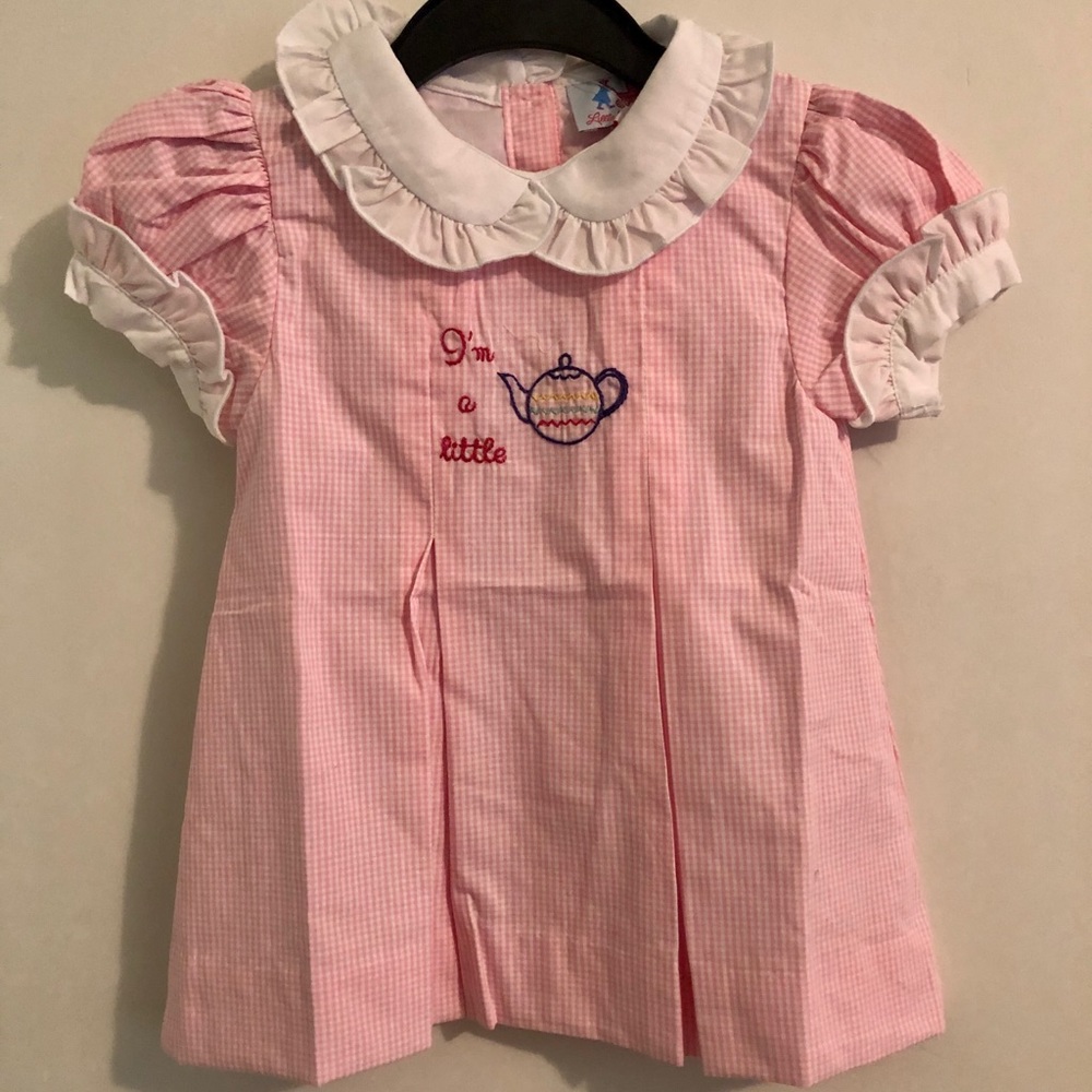 Little Louanne Pink plaid Teapot Dress/18m